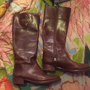 Size 7.5 knee high brown leather Tory Burch boots
