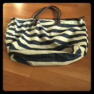 Striped overnight bag