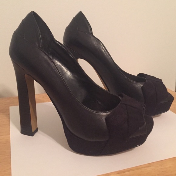 MRKT Black Platform Peep Toe Shoes
