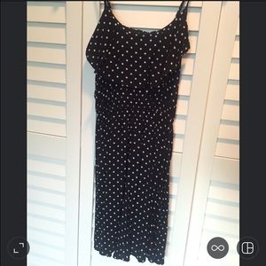 Navy blue and white polka dot summer dress