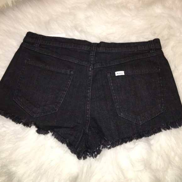 NWT RVCA Black Denim Frayed Shorts - Picture 3 of 6