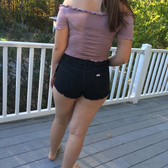 NWT RVCA Black Denim Frayed Shorts - Picture 6 of 6