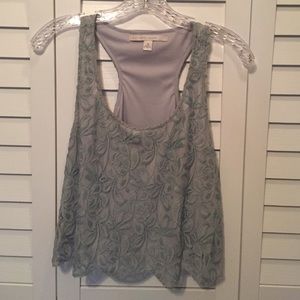 Gray lace crop top