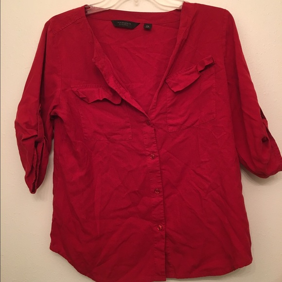 Red Buttoned Down Blouse - Picture 1 of 2
