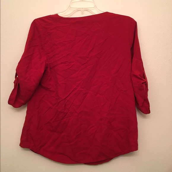 Red Buttoned Down Blouse - Picture 2 of 2