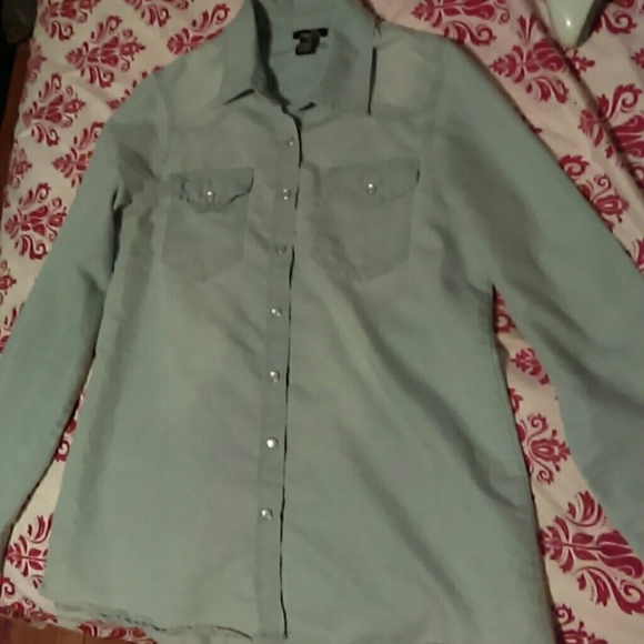 Rue 21 button up jean long sleeve - Picture 2 of 2