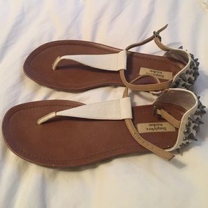 White and tan Vera wang studded sandals