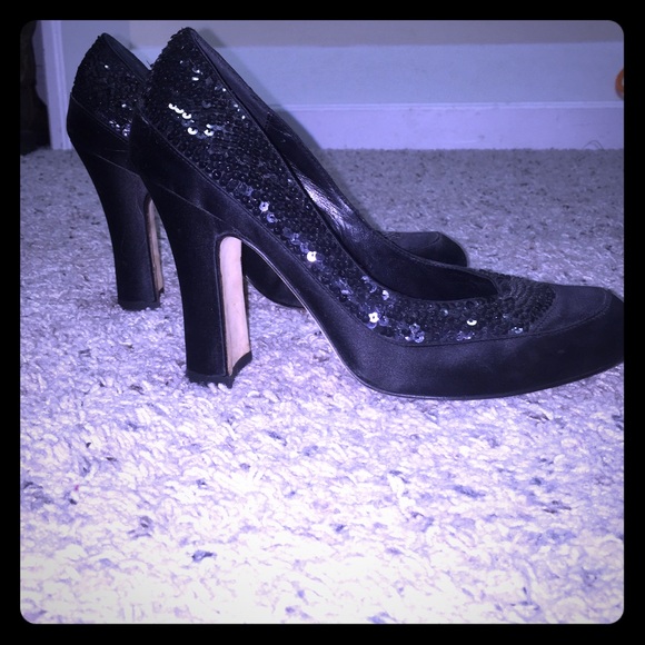 Satin and sequin high heels