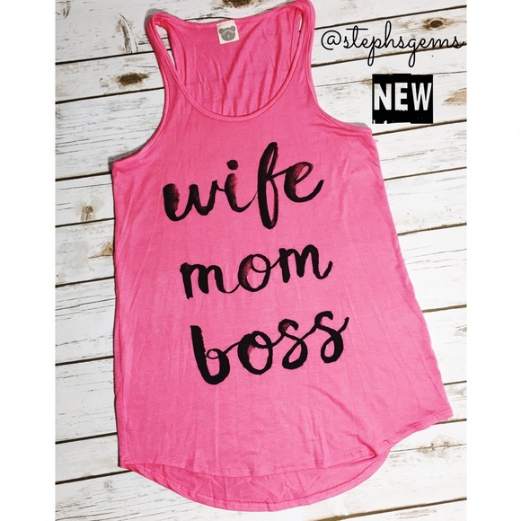 🇺🇸4th of July Sale! Wife Mom Boss Pink Tank Top - Picture 2 of 2