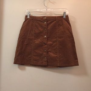 High Waisted Corduroy Button Down Skirt