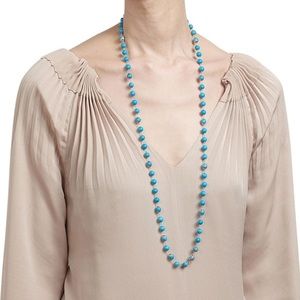 NEW! Sterling Silver Turquoise Bead Long Necklace