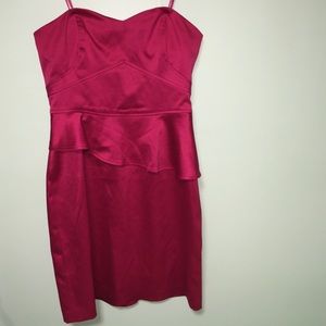 Strapless Fuchsia Satin Dress