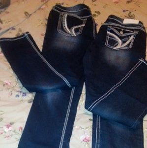 Blue denim skinny leg jeans