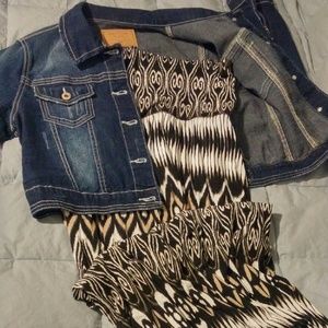 Jean jacket & Tribal maxi dress