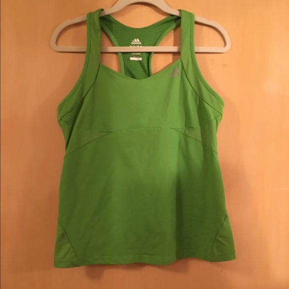 Green built in shelf bra racer back Adidas tank
