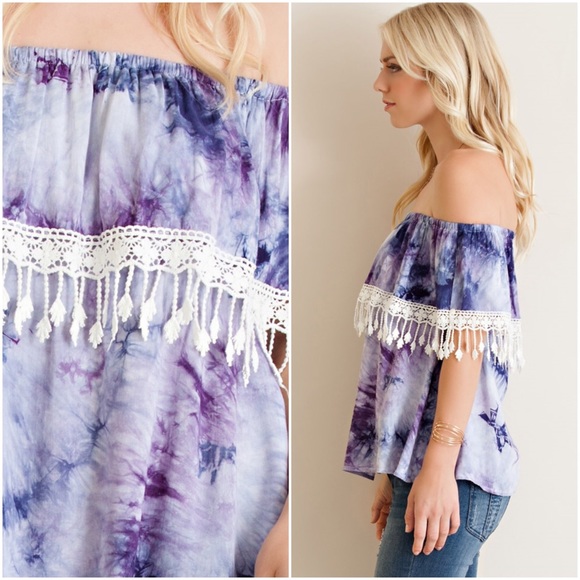 🌸SUMMER SALE🌸Tie dye off shoulder top - Picture 3 of 3