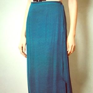 Meadow Rue teal and black maxi skirt Anthropologie