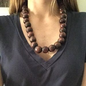 Chunky wood bead necklace