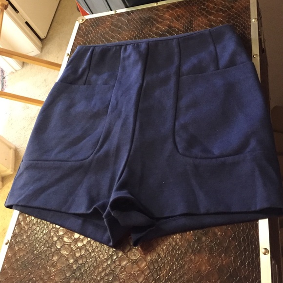 Blue high waist cloth shorts A is for Audrey