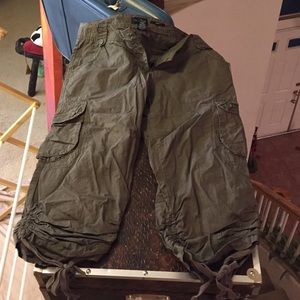 Dark green cargo capris The Limited