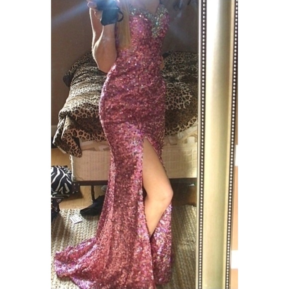 Sparkly Pink Sequin Prom Dress