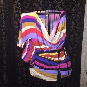 Multi colored one sleeve blouse