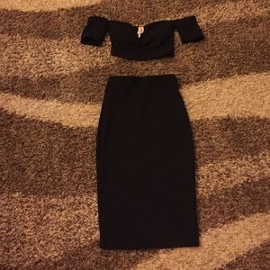 Sexy black skirt and matching crop top