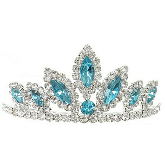 AQUA Tiara Bridesmaid Wedding Birthday Party Girl - Picture 1 of 2