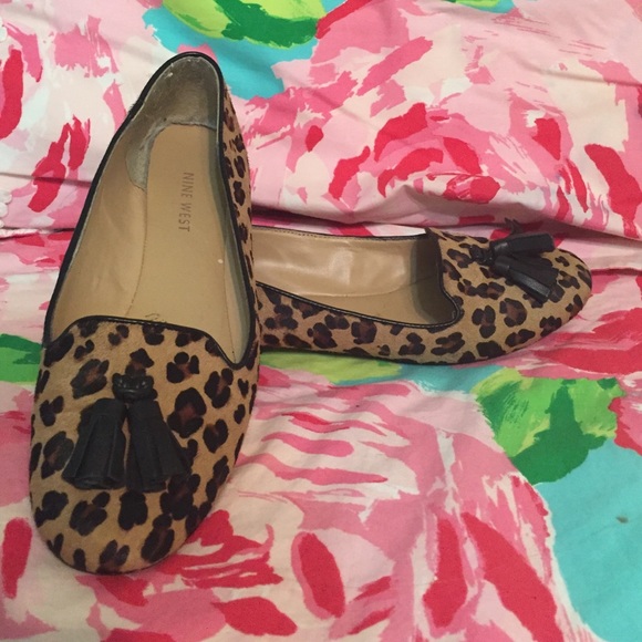 Cheetah print pony hair loafers size 8