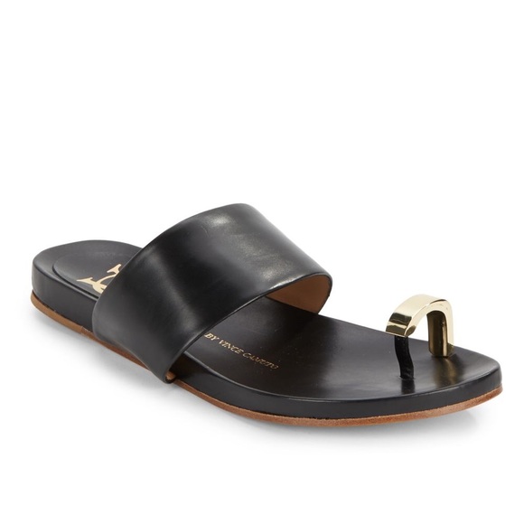 Vince Camuto Leather Sandals with Gold Detail