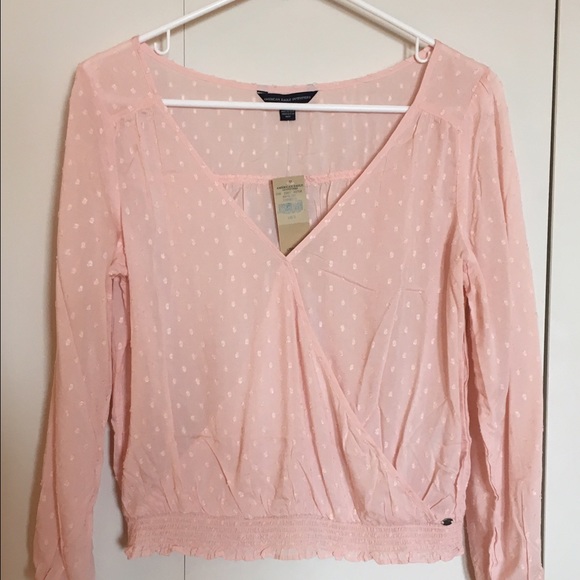 American Eagle long sleeve bubble top in Blush