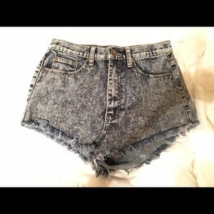 Black distressed high rise Jean shorts