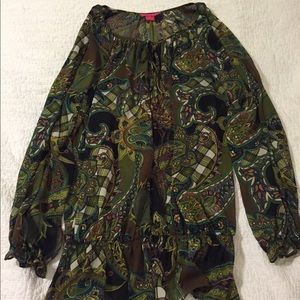 Sheer green paisley sequined top