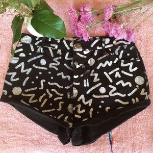 Lazy Oaf Denim Shorts featuring Keith Haring print