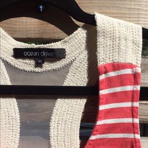 Striped Tank with Mesh & Macramé Racerback