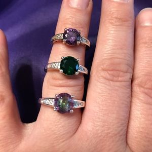 ladies silver plated oval rings in 3colors