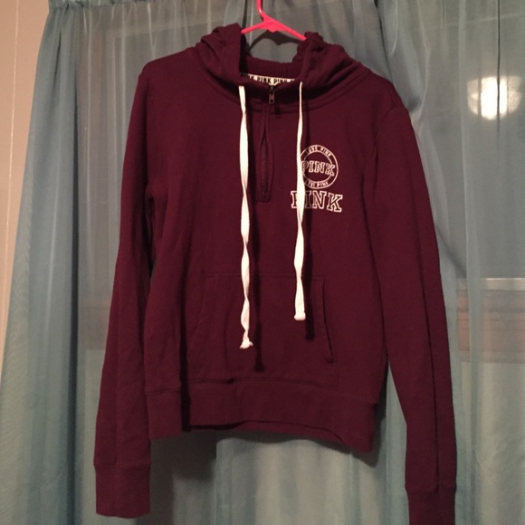 PINK Victoria's Secret Sweaters - MAROON LOVE PINK HOODIE LIKE NEW