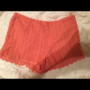 Pink patterned high rise shorts