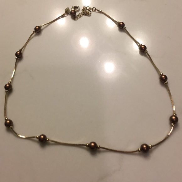 Beaded gold necklace