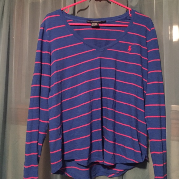Blue and Pink striped Ralph Lauren Polo Shirt