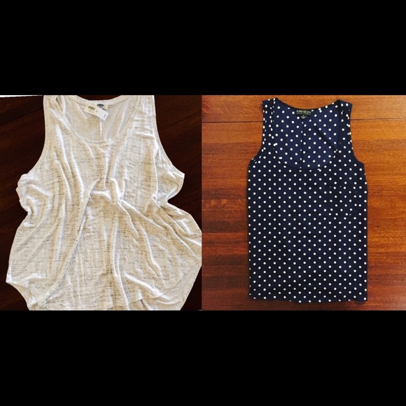 Tops - NWOT White and Navy Tanks