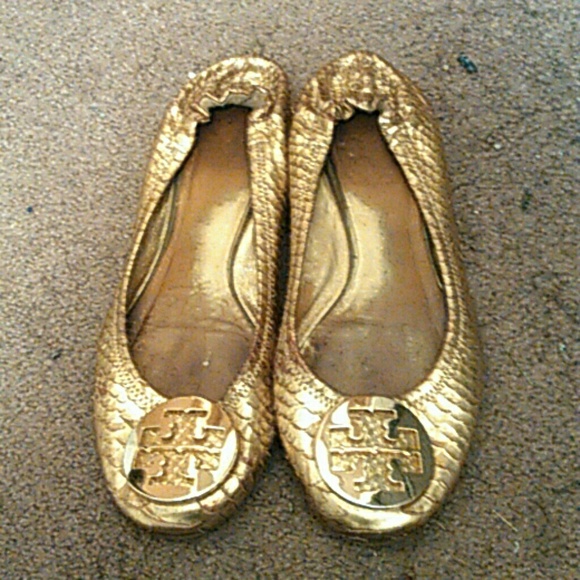 Gold Tory Burch Flats