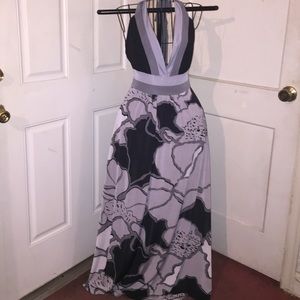 Gray/black/white maxi dress