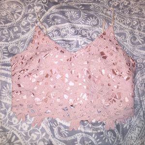 Pink lace crop top