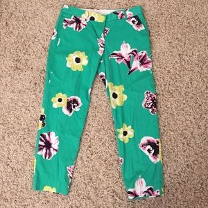 Jcrew crop stretch pants with floral pattern