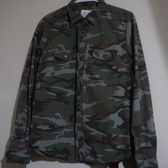 Camo Print Button Up Top