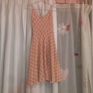 Peach Diamond Pattern Halter Dress