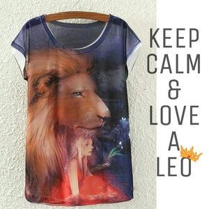 Digital overall printing tshirt Lion Leo Girl