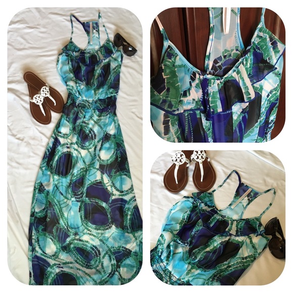 5🌟 RATED PRICE CUT Blue Ocean Chiffon Maxi Dress