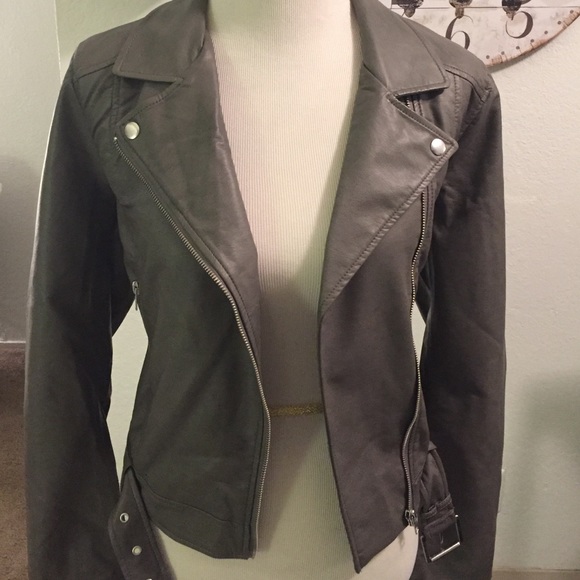 Gray faux leather jacket